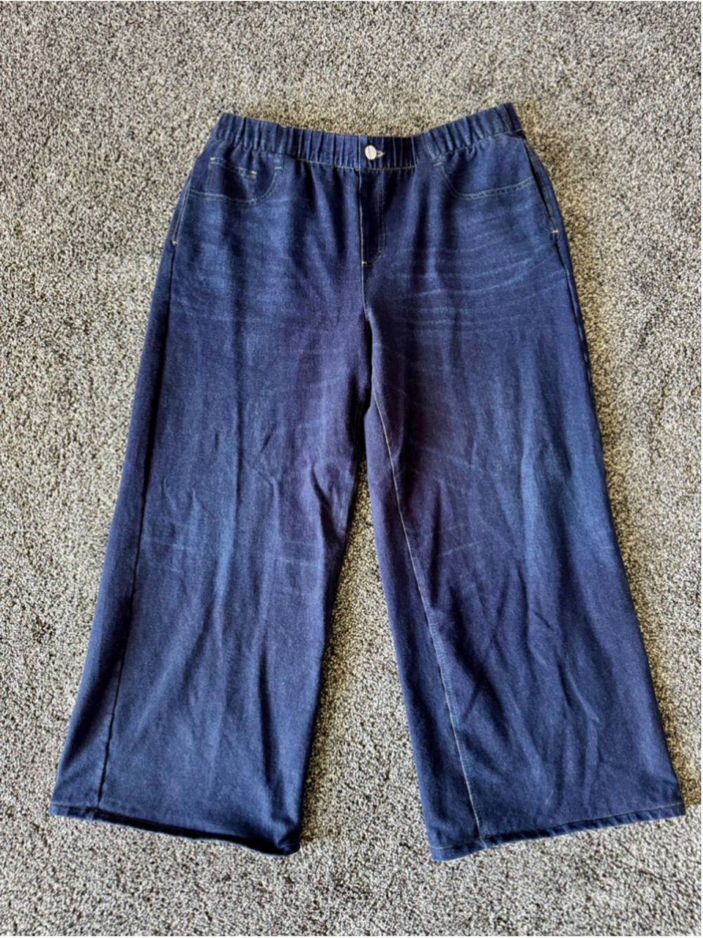 Women's Halara Denim Print French Terry Cropped Sweatpant Jeans Size Large P